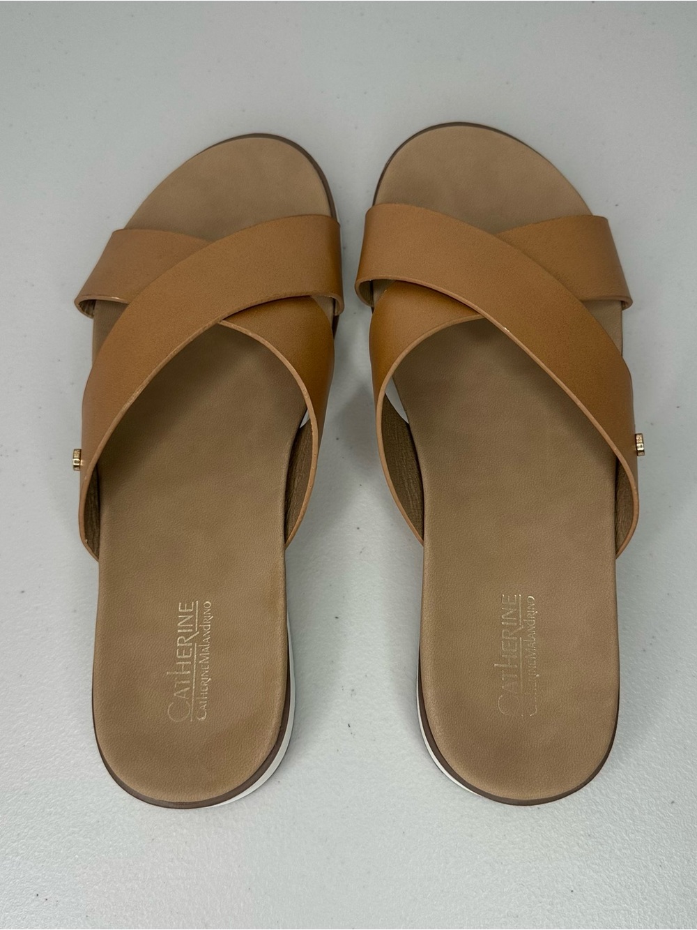 Catherine Malandrino Tan Criss Cross Slide Sandals Women’s Size 9 - Picture 5 of 11